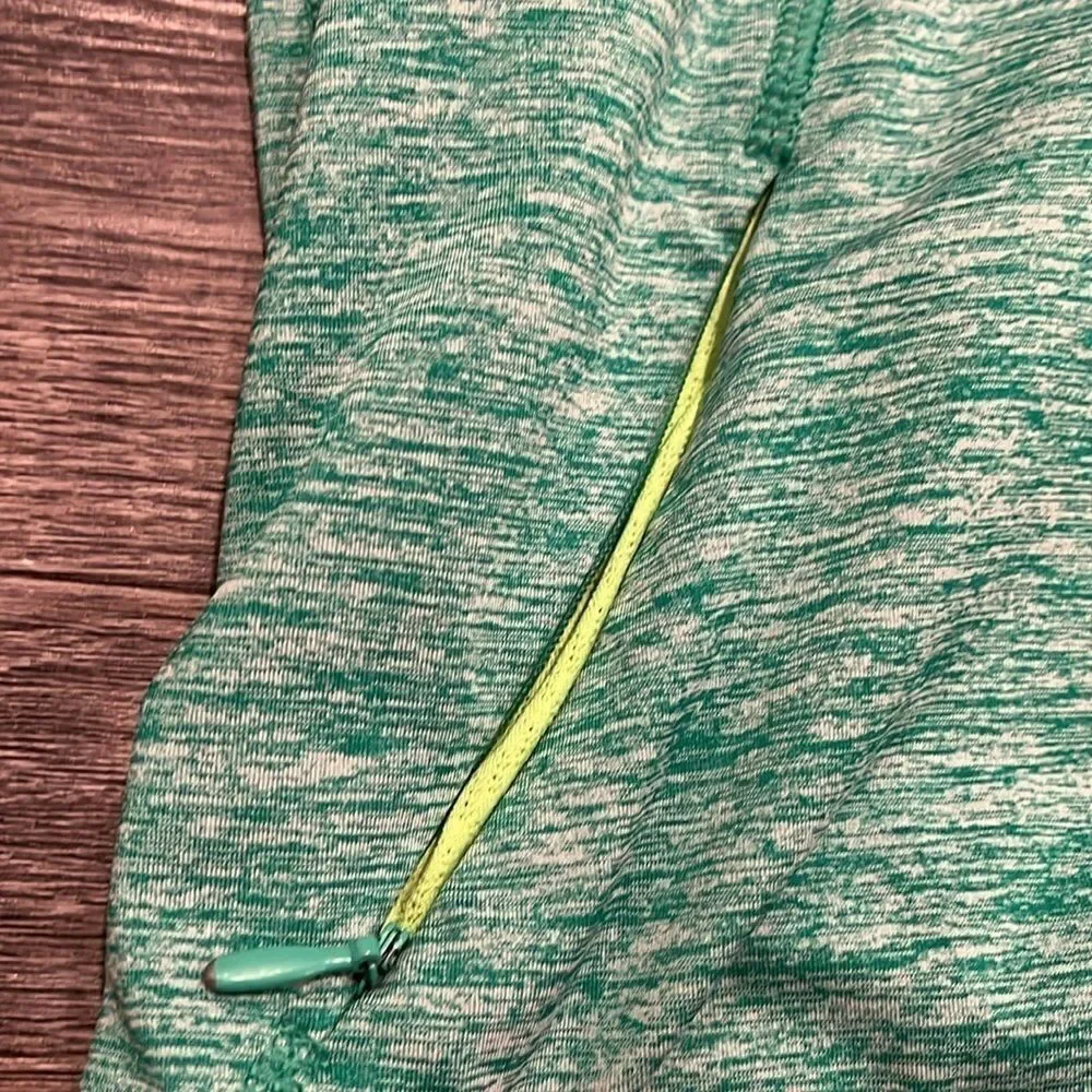 Dick’s LJ Black - low waist zip up workout jacket with hood teal and lime - S
